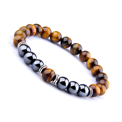 Pulsera Elástica Ojo de Tigre Amarillo con Separador de Obsidiana - Image 5