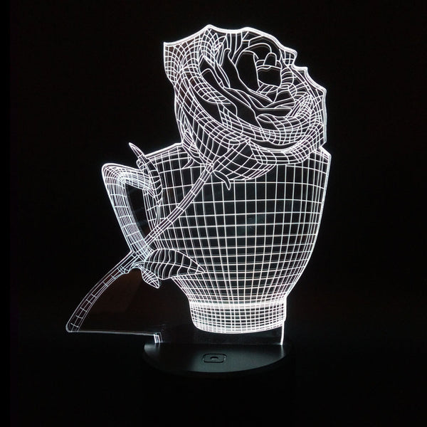 Lámpara Nocturna Rosa 3D con Efecto Floral - Image 18