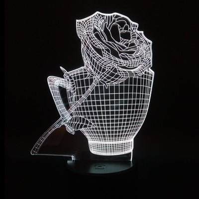 Lámpara Nocturna Rosa 3D con Efecto Floral - Image 18