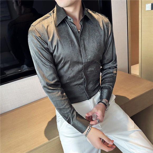 Camisa Larga Hombre Ice Silk Textura Premium - Transpirable y Fresca