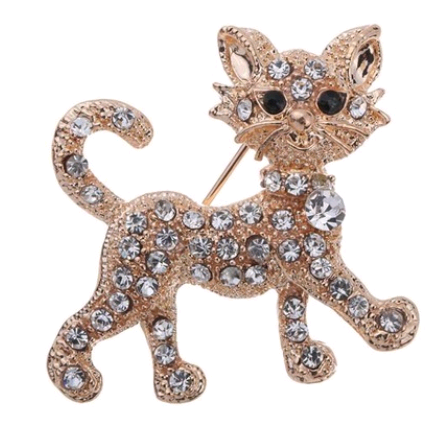 Broche Tigre de Cristal Chapado en Oro con Destello Completo - Regalo de Lujo
