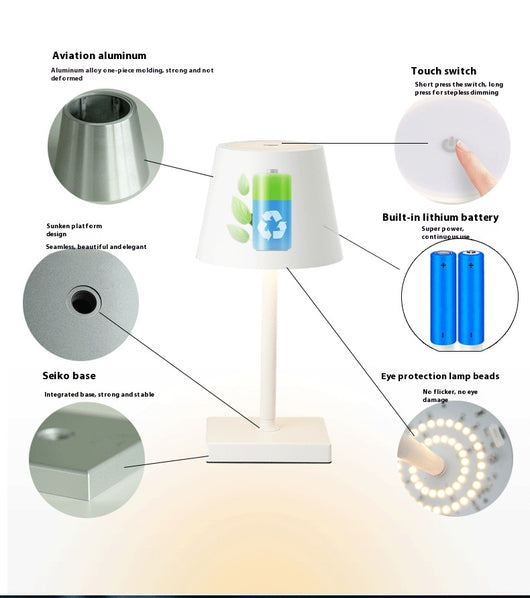 Lámpara de Mesa LED Táctil Nórdica Moderna - Aluminio Metal Diseño Hotel - Image 18