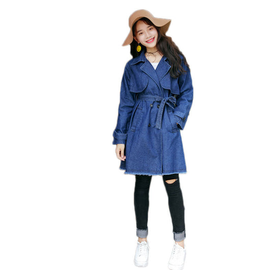 Chaqueta Cortavientos Casual para Mujer con Falda Denim Ajustada