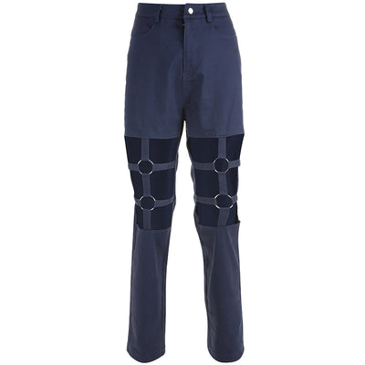 Overol Retro Hueco Cintura Alta Mujer - Pantalón Recto Holgado Estilo Europa - Image 16