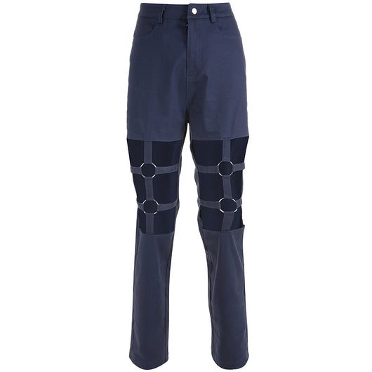 Overol Retro Hueco Cintura Alta Mujer - Pantalón Recto Holgado Estilo Europa - Image 16