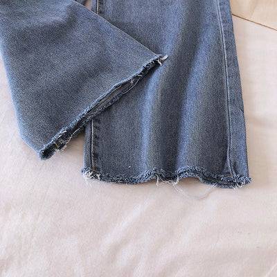 Jeans de Cintura Alta con Bordes Crudos y Cordones - Image 3