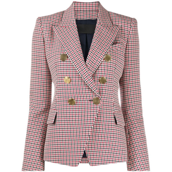 Blazer Cuadros Pied de Gallo Mujer Doble Botonadura Manga Larga - Image 20