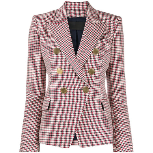 Blazer Cuadros Pied de Gallo Mujer Doble Botonadura Manga Larga - Image 20