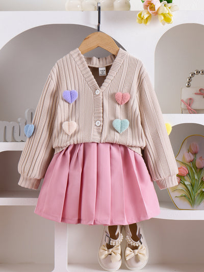 Conjunto Elegante: Abrigo Manga Larga y Falda Tableada Liso - Image 8