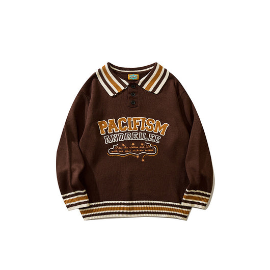 Suéter Tipo Polo Cuello Solapa Estilo College Americano - Image 11