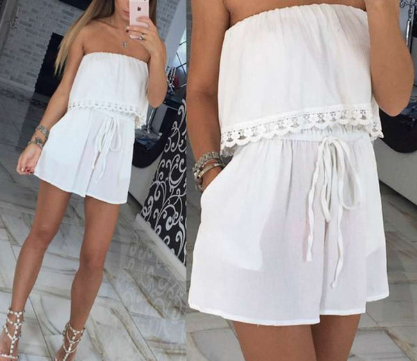 Jumpsuit Strapless Ajustado con Envolvente en el Pecho