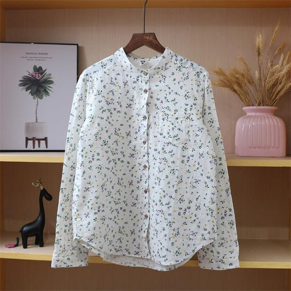 Camisa Clásica de Otoño con Cuello Alzado y Mangas Largas para Estudiantes