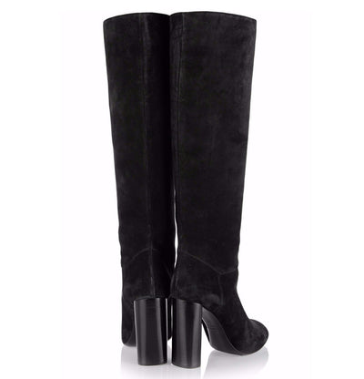 Botas de Ante Negro con Tacón Robusto y Punta Redonda - Image 4
