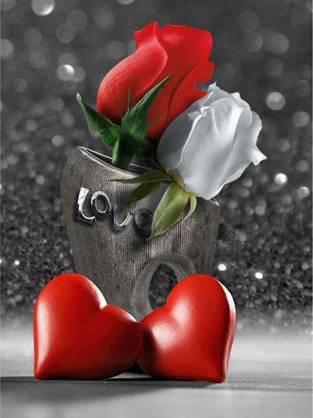 Cuadro de Diamantes Rosa Roja con Café - Pintura Diamante DIY Cuadrado Completo - Image 11