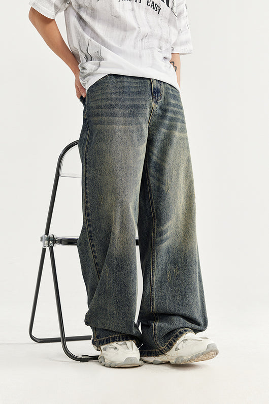 Pantalones Vaqueros Rectos Baggy con Detalles Vintage y Efecto Gastado - Image 10