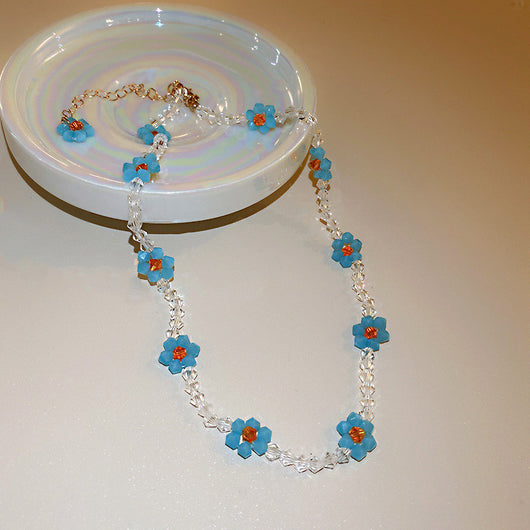 Collar Camiseta Cadena Flor Cristal Brillante - Image 10
