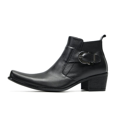 Botas Altas Casuales de Cuero para Hombre - Estilo Retro Trendy - Image 3