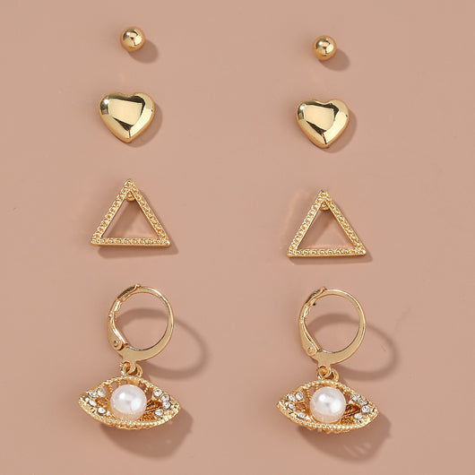 Juego de Aretes Metálicos Irregulares - Cuatro Piezas - Image 3
