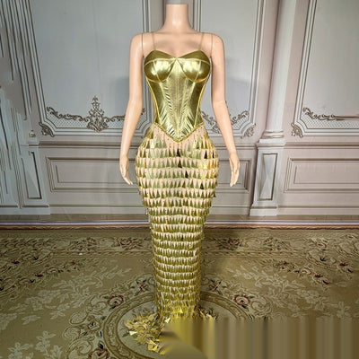 Vestido Sirena Formal Ajustado con Diseño Brillante y Cintura Ceñida - Image 5