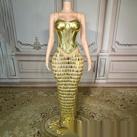 Vestido Sirena Formal Ajustado con Diseño Brillante y Cintura Ceñida - Image 5