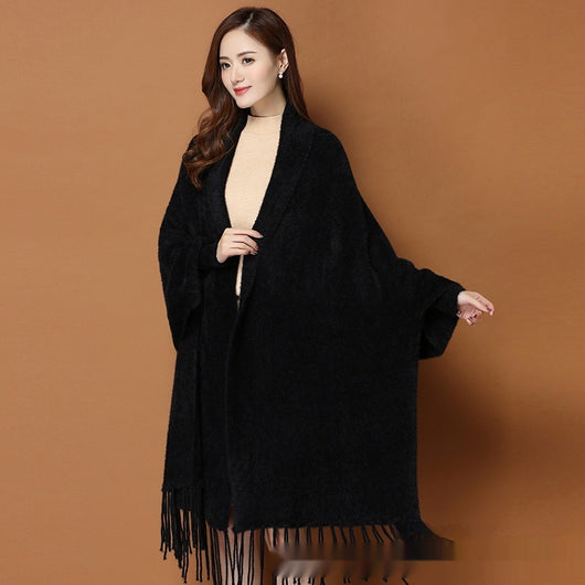 Chal Grueso de Invierno con Mangas de Visón Sintético - Bufanda Clásica para Mujer - Image 4