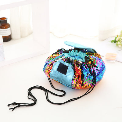 Bolsa de Maquillaje con Diseño de Lentejuelas Sirena - Organizador de Cosméticos Portátil - Image 4