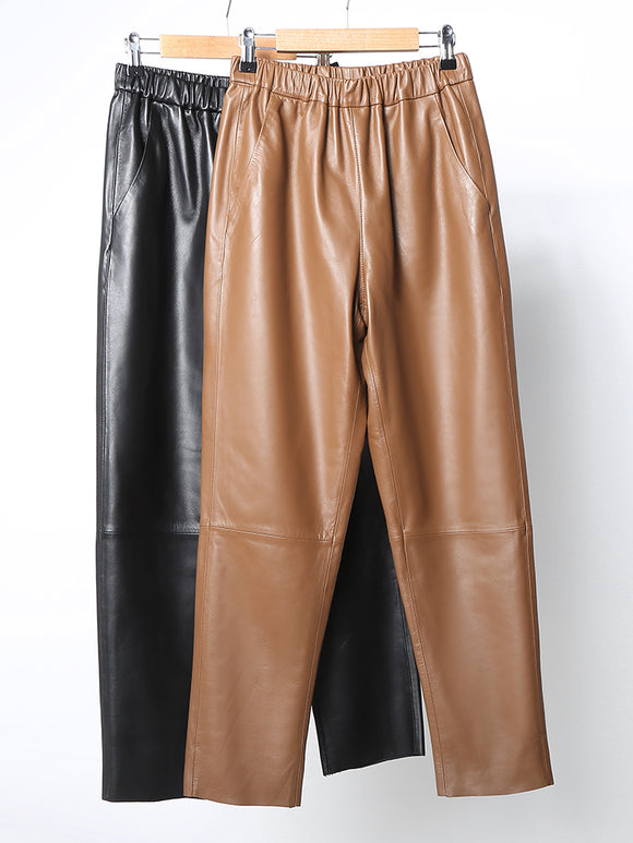Pantalones Cortos de Cintura Alta en Cuero Elástico