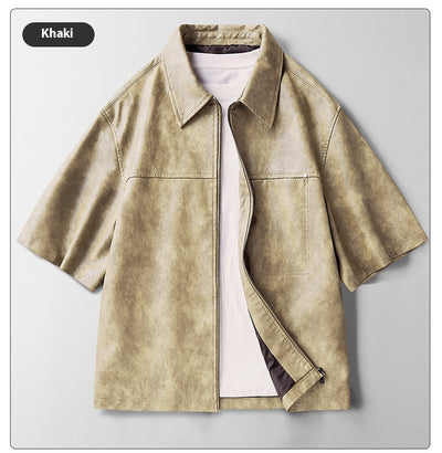 Chaqueta de Cuero Corta Estilo High Street con Mangas Cortas - Image 12