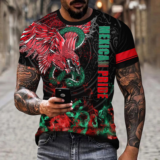 Playera Holgada Águila y Serpiente Cuello Redondo para Hombre - Image 10