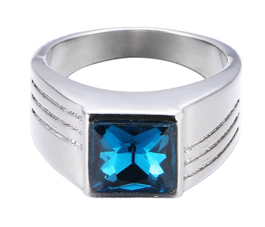Anillo de Compromiso y Boda para Hombre con Zafiro Azul Elegante