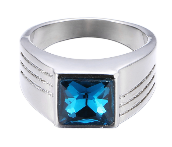 Anillo de Compromiso y Boda para Hombre con Zafiro Azul Elegante