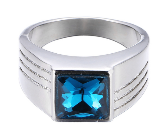 Anillo de Compromiso y Boda para Hombre con Zafiro Azul Elegante