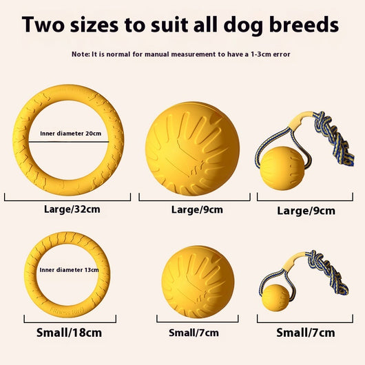 Yellow 7cm solid EVA dog toy ball with textured surface and dog silhouette graphic. - Image 15