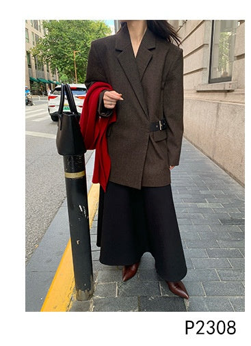 Blazer de Lana Estilo Americano con Hombreras Acolchadas para Mujer - Image 19