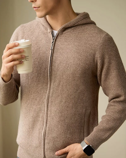 Cardigan de Lana Pura con Capucha para Hombre - Suéter Otoño Invierno - Image 10
