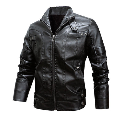 Abrigo de Cuero Suelto con Solapas para Hombre - Image 4