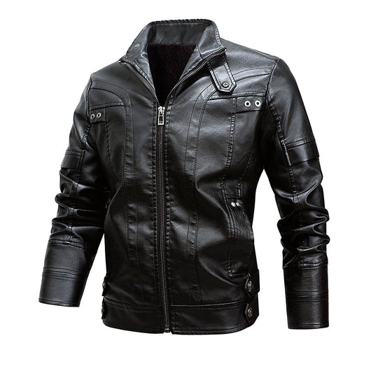 Abrigo de Cuero Suelto con Solapas para Hombre - Image 4