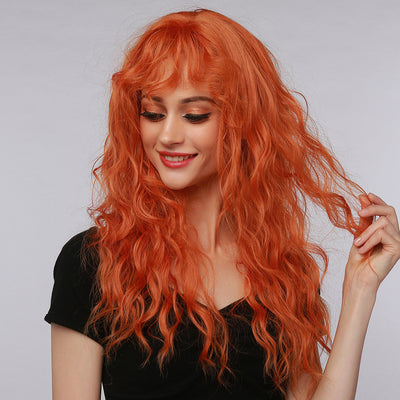 Peluca Halloween Naranja Volumen Pequeño con Flequillo Qi - Image 4