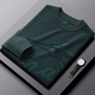Suéter de Lana Jacquard Oversize Talla Grande para Hombre - Image 11
