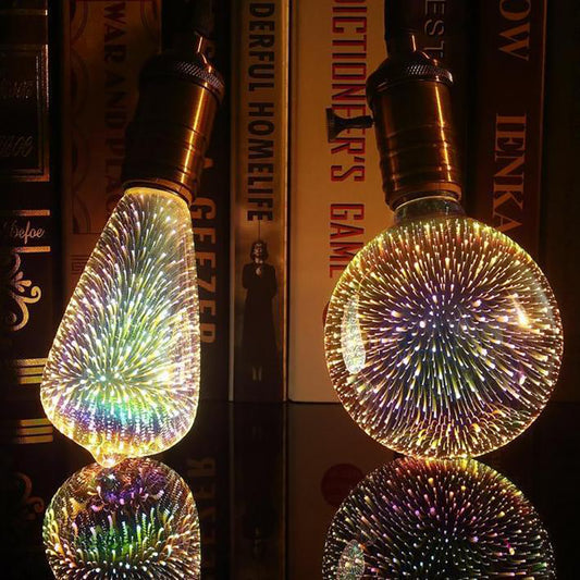 Bombilla LED Decorativa 3D Fuegos Artificiales - Múltiples Formas y Voltajes