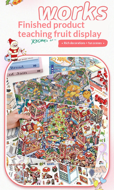 Pegatinas 3D Pueblo Navideño - Escenas Miniatura para Diarios y Scrapbooking - Image 9