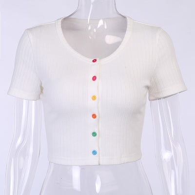 Camiseta Ajustada de Algodón para Niña con Escote Pronunciado - Image 9