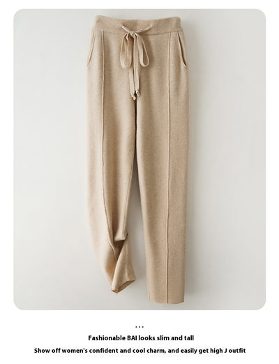 Pantalones de Lana Pura Cintura Alta Invierno - Harem Rectos Abrigados - Image 18