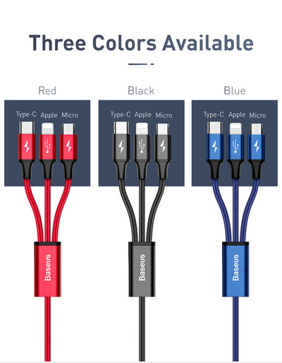Cable 3 en 1 Carga Rápida - Lightning, Micro USB y USB-C Negro - Image 25