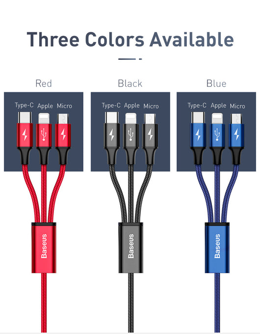 Cable 3 en 1 Carga Rápida - Lightning, Micro USB y USB-C Negro - Image 25