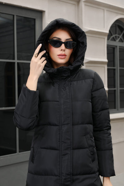 Chaqueta Larga de Algodón Grueso con Capucha - Ajuste Slim Resistente al Frío - Image 16
