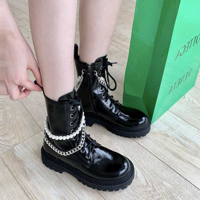 Botas Cortas para Mujer con Tacón Grueso y Punta Redonda - Image 2