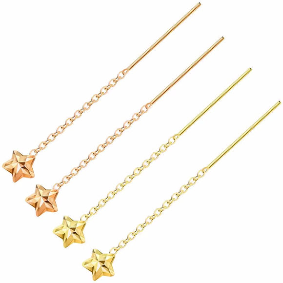 Aretes Línea Estrella en Oro 18K Au750 Chapados
