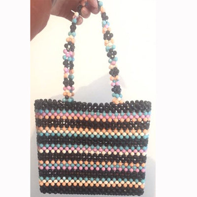 Bolsa Tejida con Patrones de Puzzle y Cuentas Decorativas - Image 21