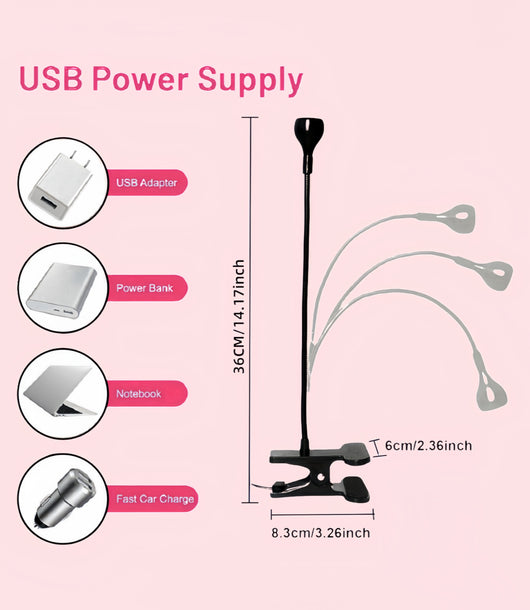 Lámpara UV de Cuello Flexible con Pinza para Uñas de Gel y Pegamento - Image 11